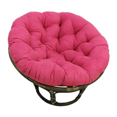 International Caravan 42 in. Rattan Papasan Chair with Micro Suede Cushion, Bery Berry 3312-MS-BB